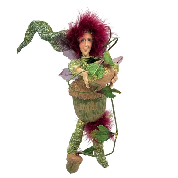 Vintage Christmas Traditions By Aldik Elf Posable Acorn Belt Fairy - Picture 1 of 9